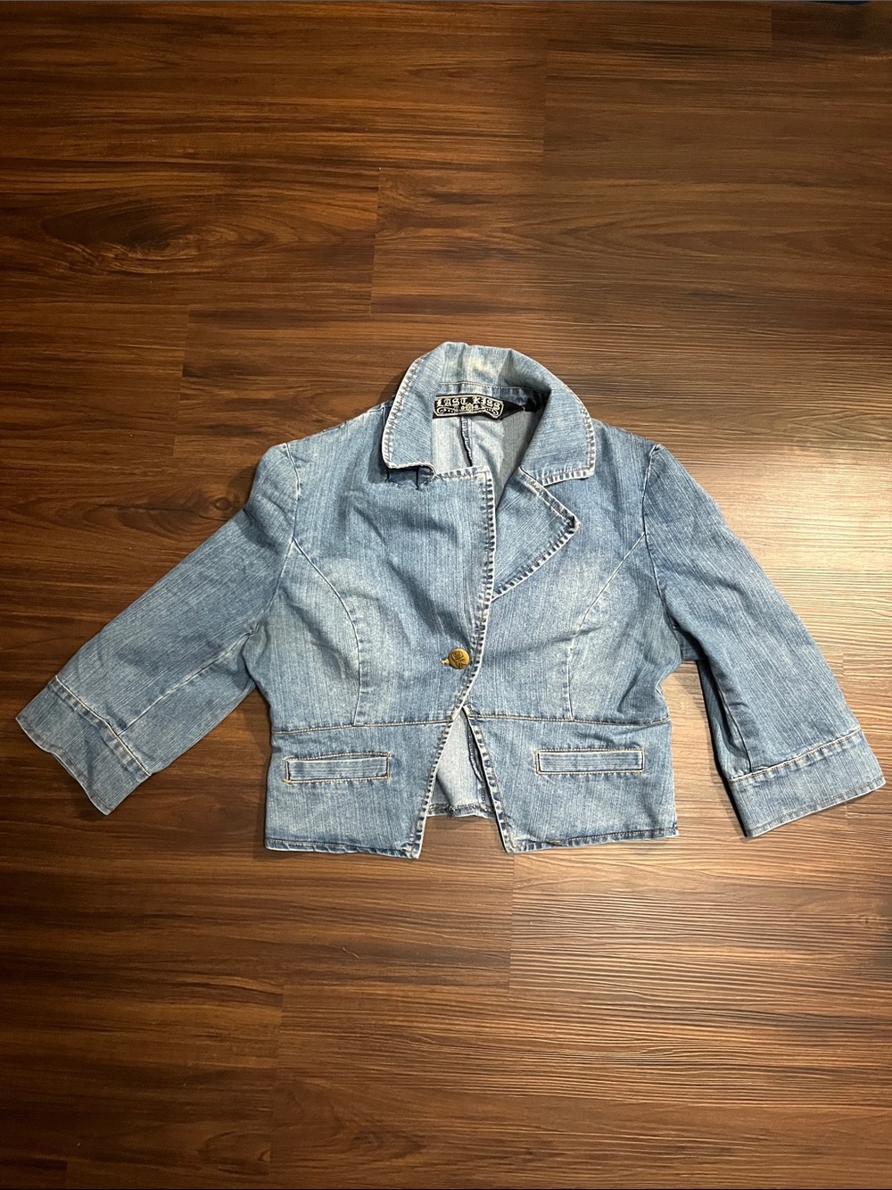 Light Blue Denim Cropped Jacket